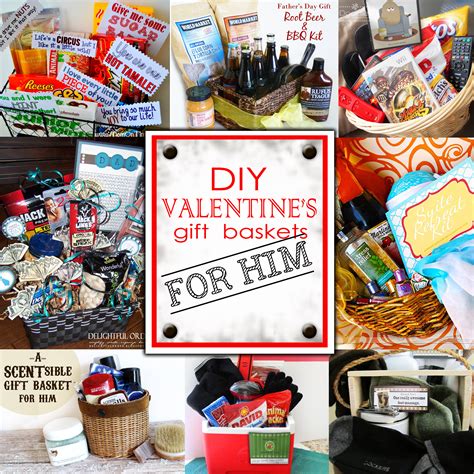 diy valentines gift basket for him|More.